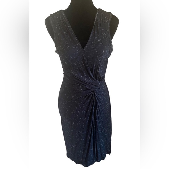Max Studio knit faux wrap dress in heathered black sz M - Picture 1 of 8